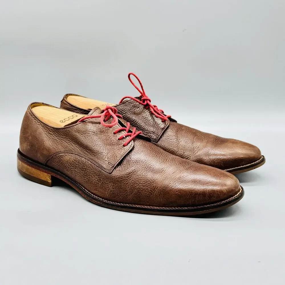 Cole Haan Shoes Mens 10 Brown Leather Derby Oxford Lace Up Dress Almond Toe